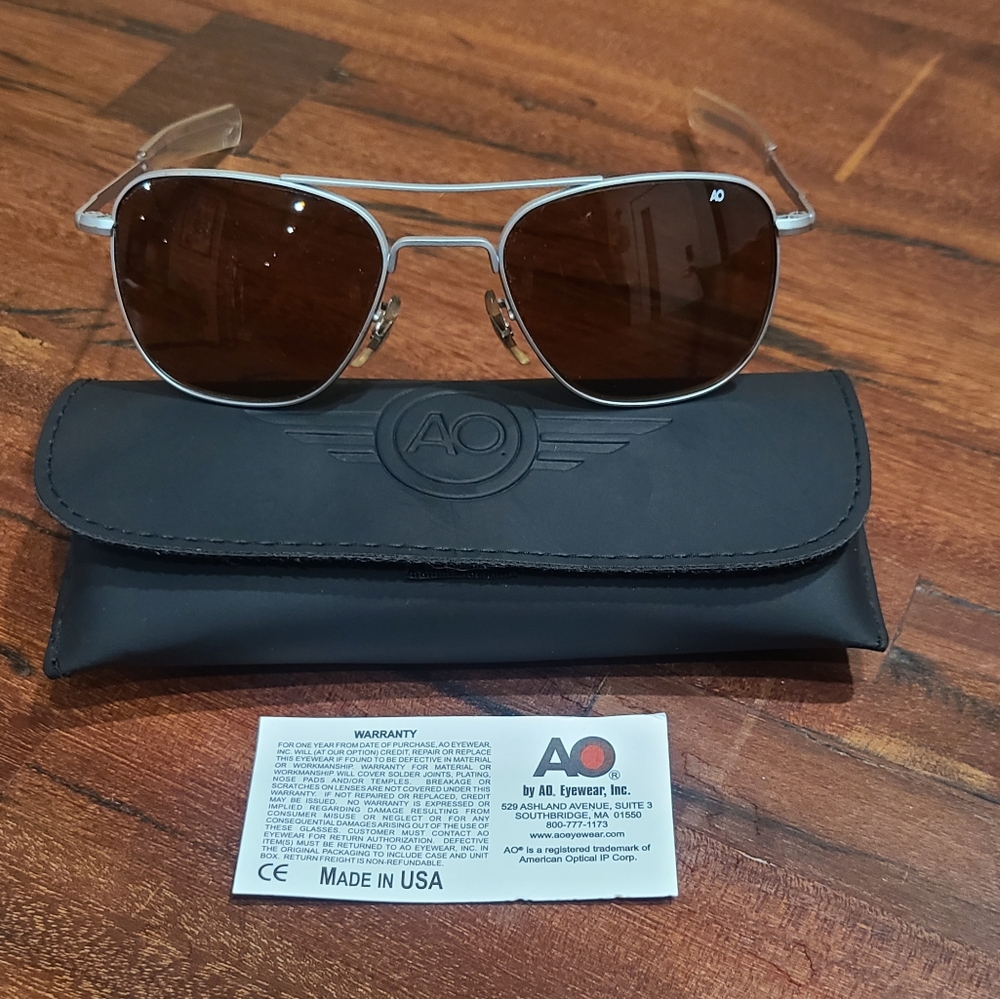 AO Men's Silver Pilot Sunglasses
